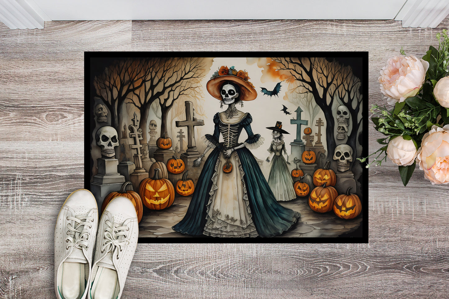 La Catrina Skeleton Spooky Halloween Doormat