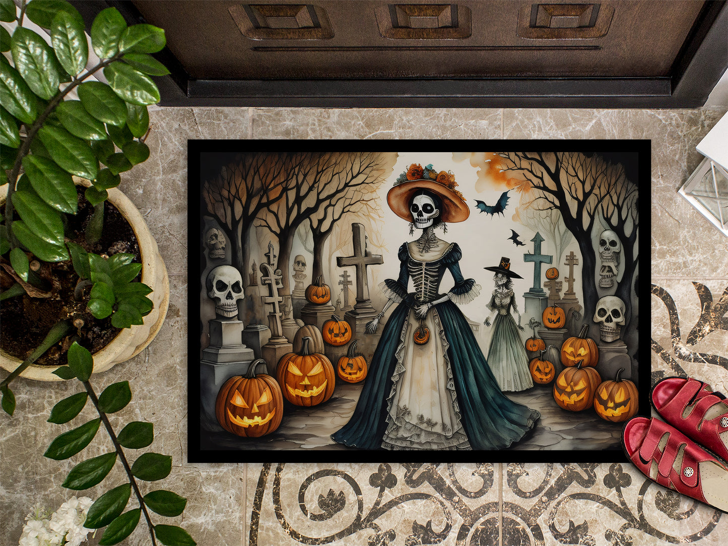 La Catrina Skeleton Spooky Halloween Doormat