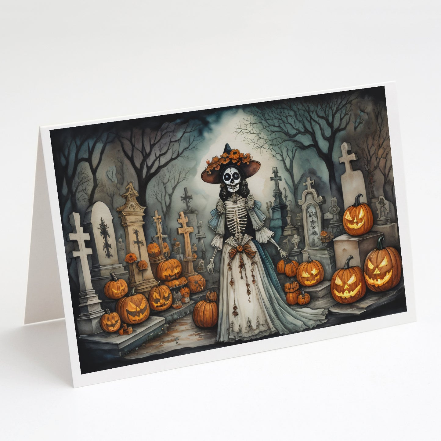 Buy this La Catrina Skeleton Spooky Halloween Greeting Cards Pack of 8