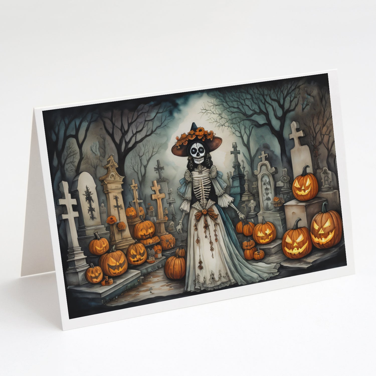 Buy this La Catrina Skeleton Spooky Halloween Greeting Cards Pack of 8