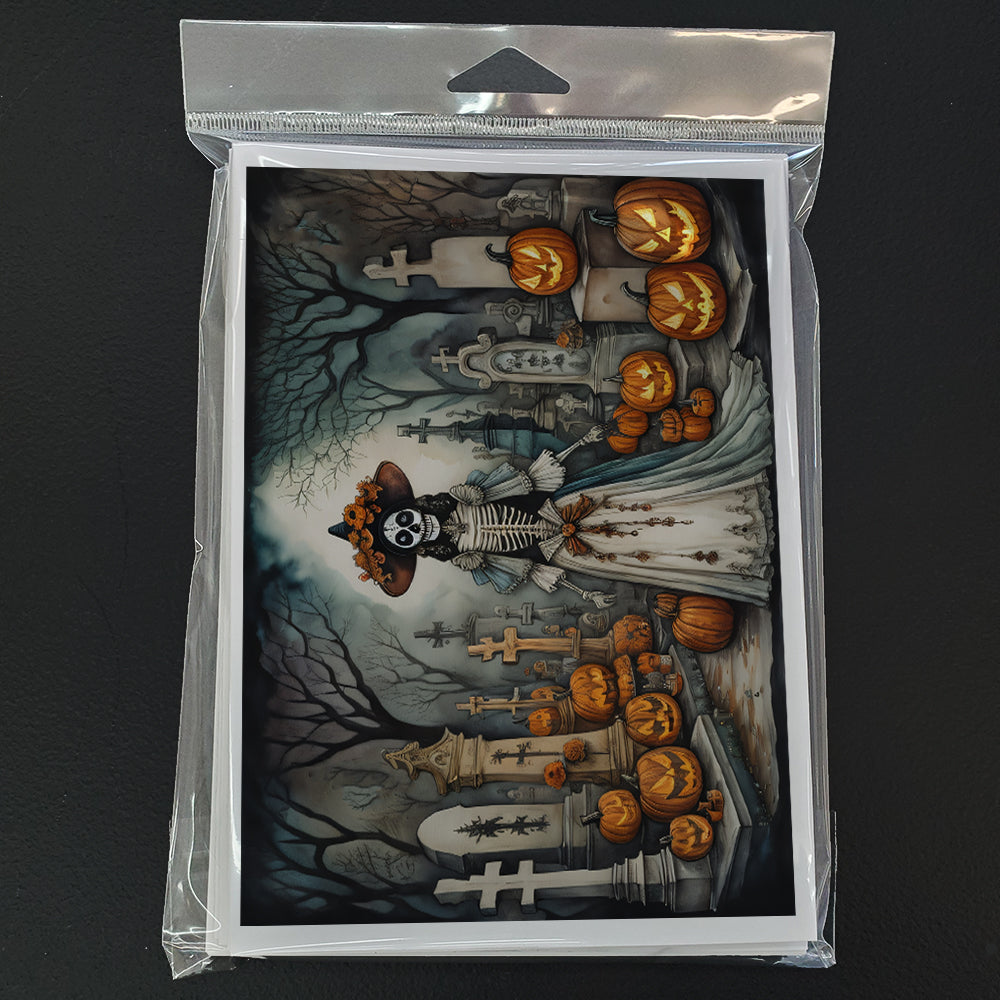 La Catrina Skeleton Spooky Halloween Greeting Cards Pack of 8