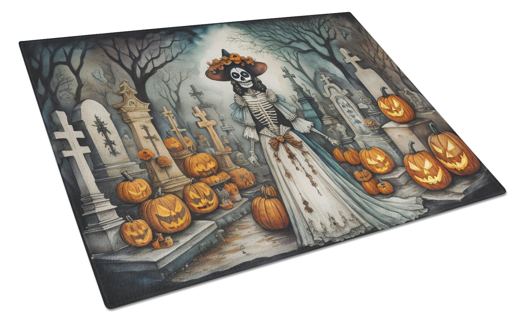 Buy this La Catrina Skeleton Spooky Halloween Glass Cutting Board