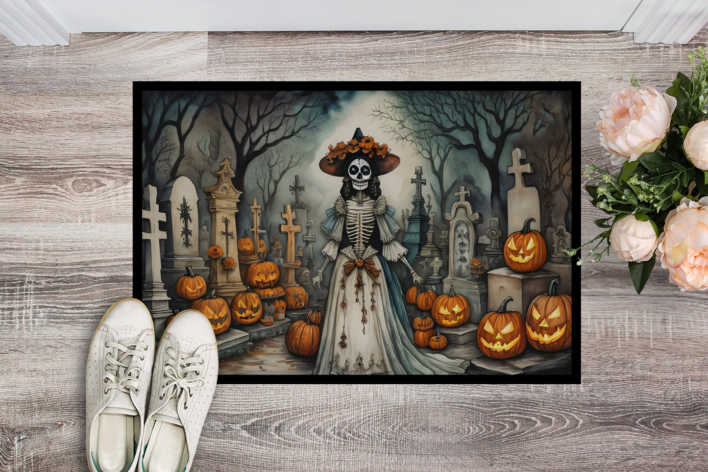 La Catrina Skeleton Spooky Halloween Doormat