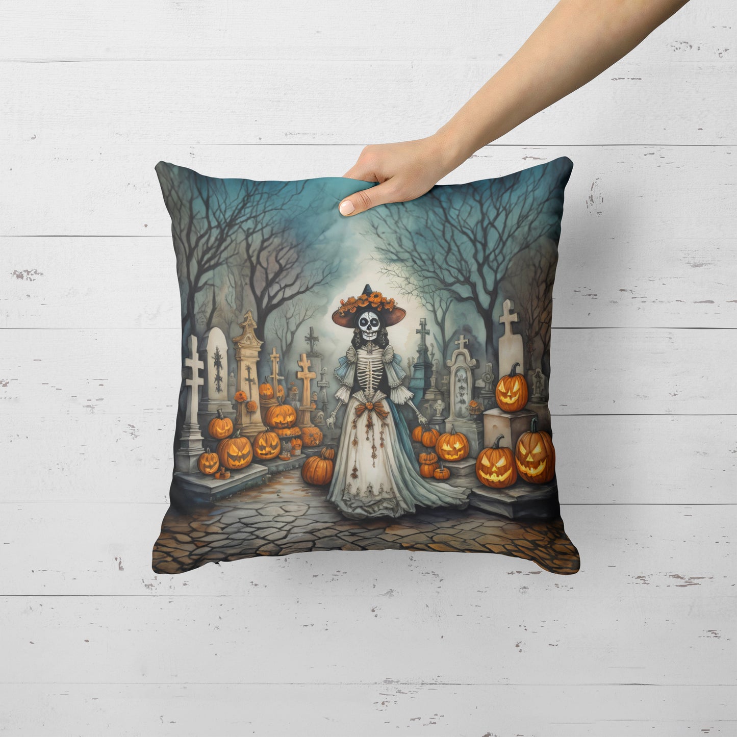 La Catrina Skeleton Spooky Halloween Throw Pillow