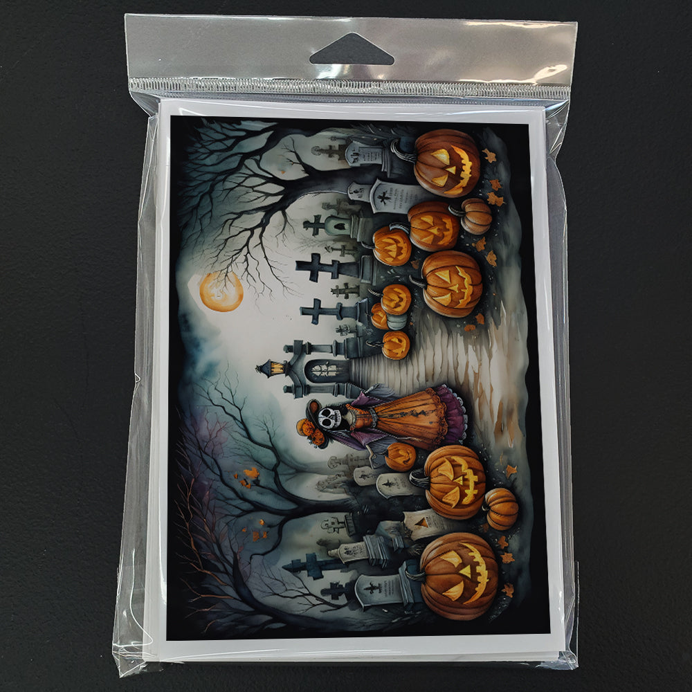 La Catrina Skeleton Spooky Halloween Greeting Cards Pack of 8