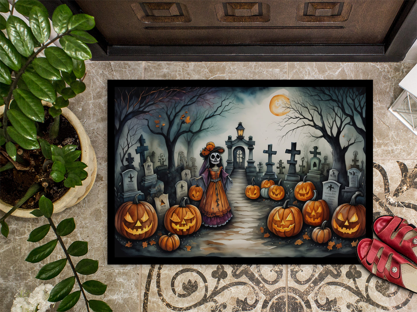 La Catrina Skeleton Spooky Halloween Doormat