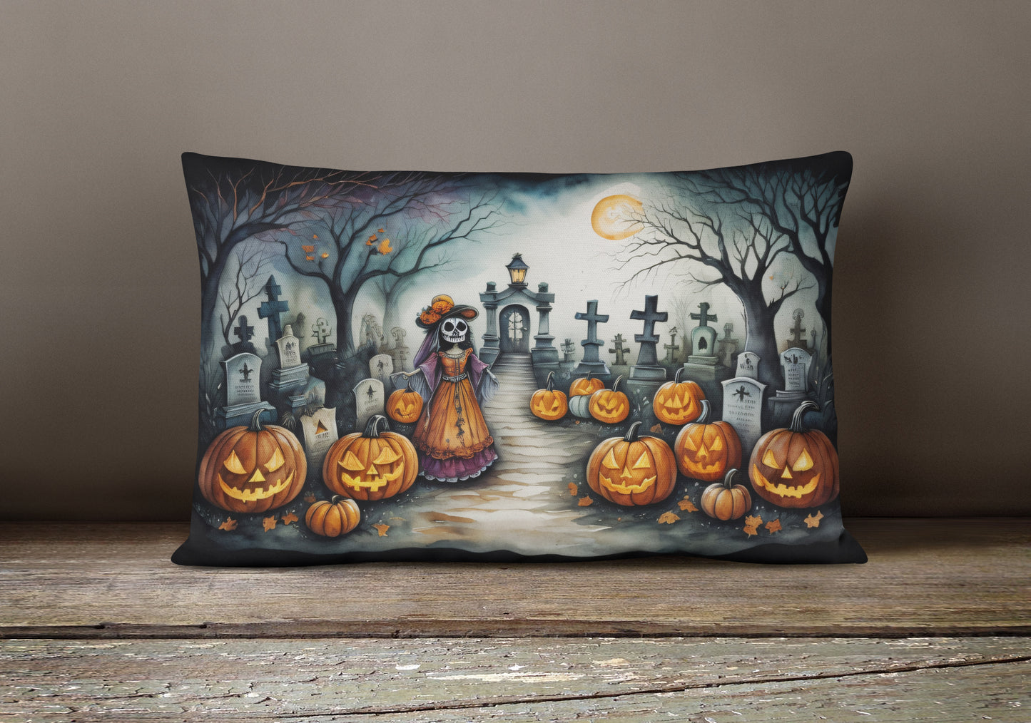 La Catrina Skeleton Spooky Halloween Throw Pillow