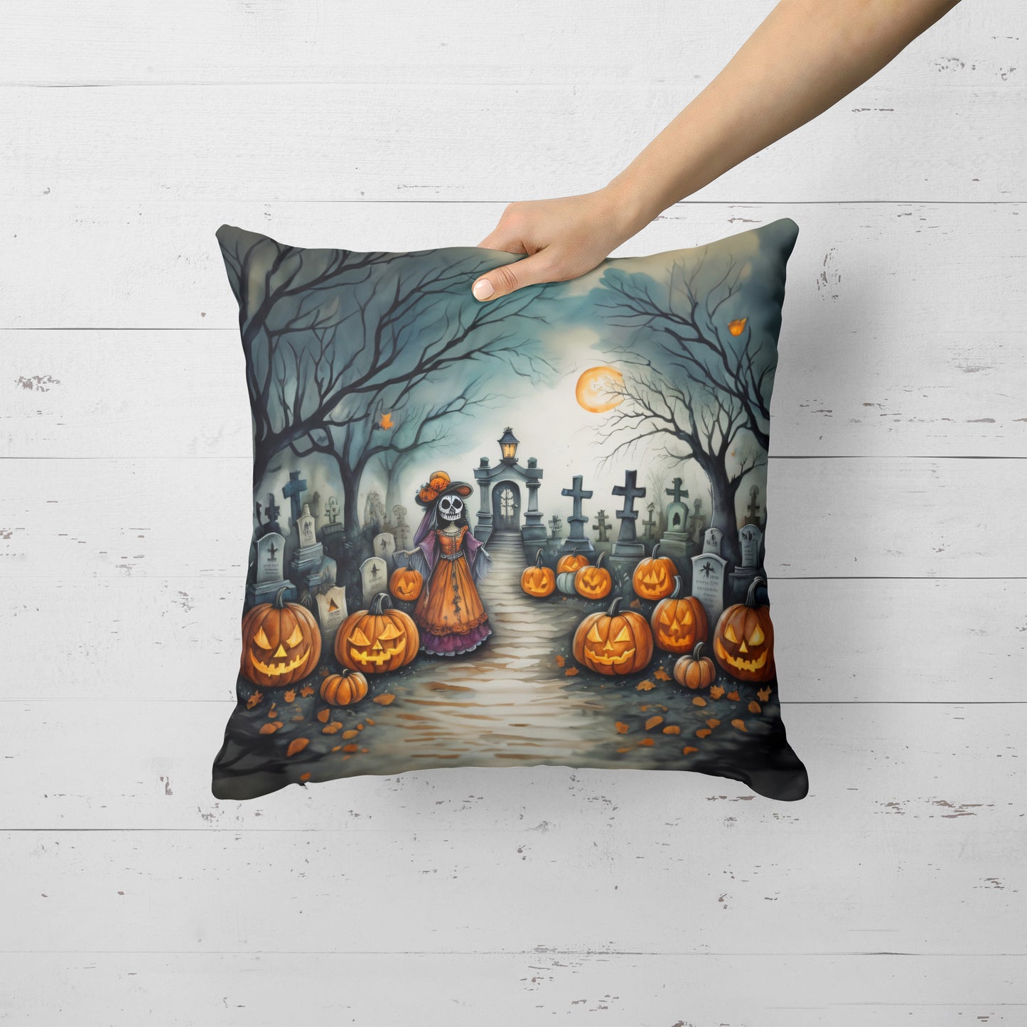 La Catrina Skeleton Spooky Halloween Throw Pillow