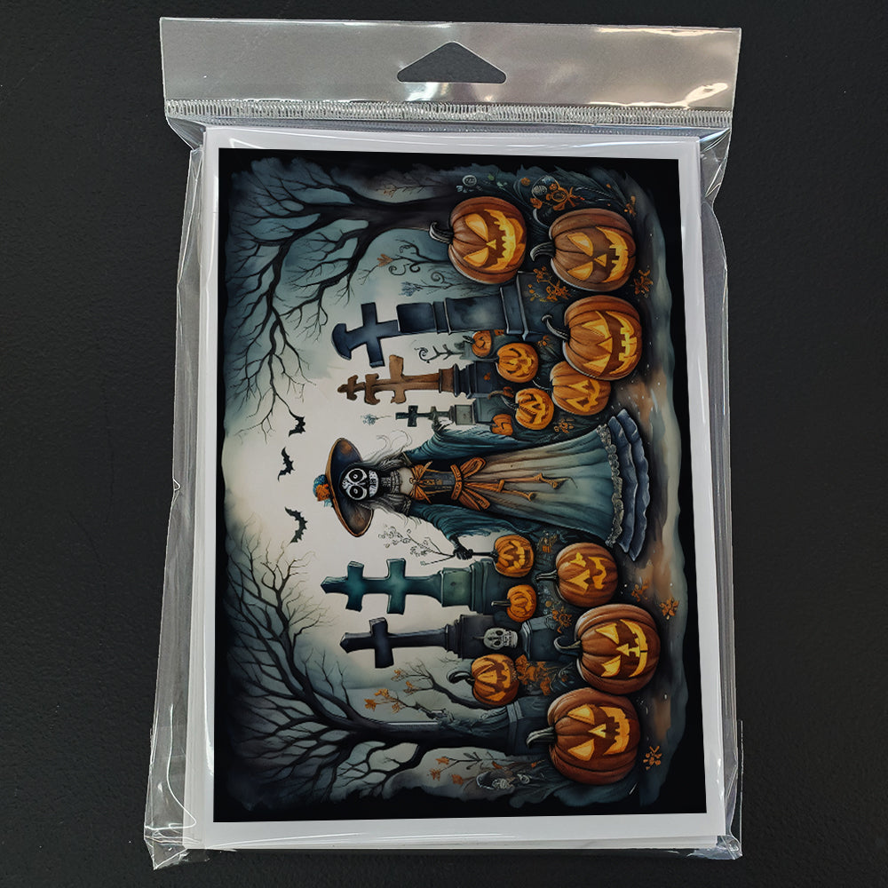 La Catrina Skeleton Spooky Halloween Greeting Cards Pack of 8