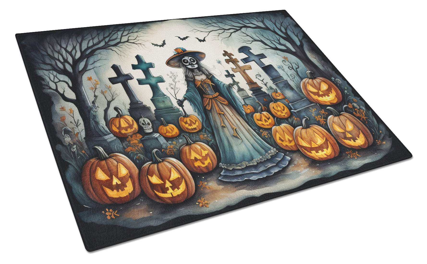 Buy this La Catrina Skeleton Spooky Halloween Glass Cutting Board