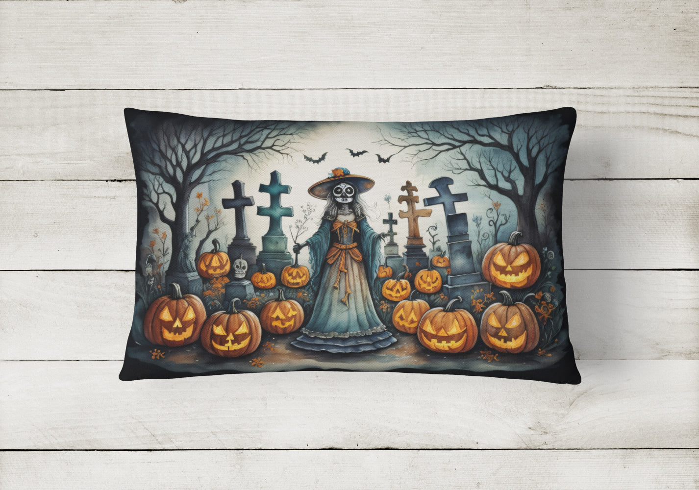 La Catrina Skeleton Spooky Halloween Throw Pillow