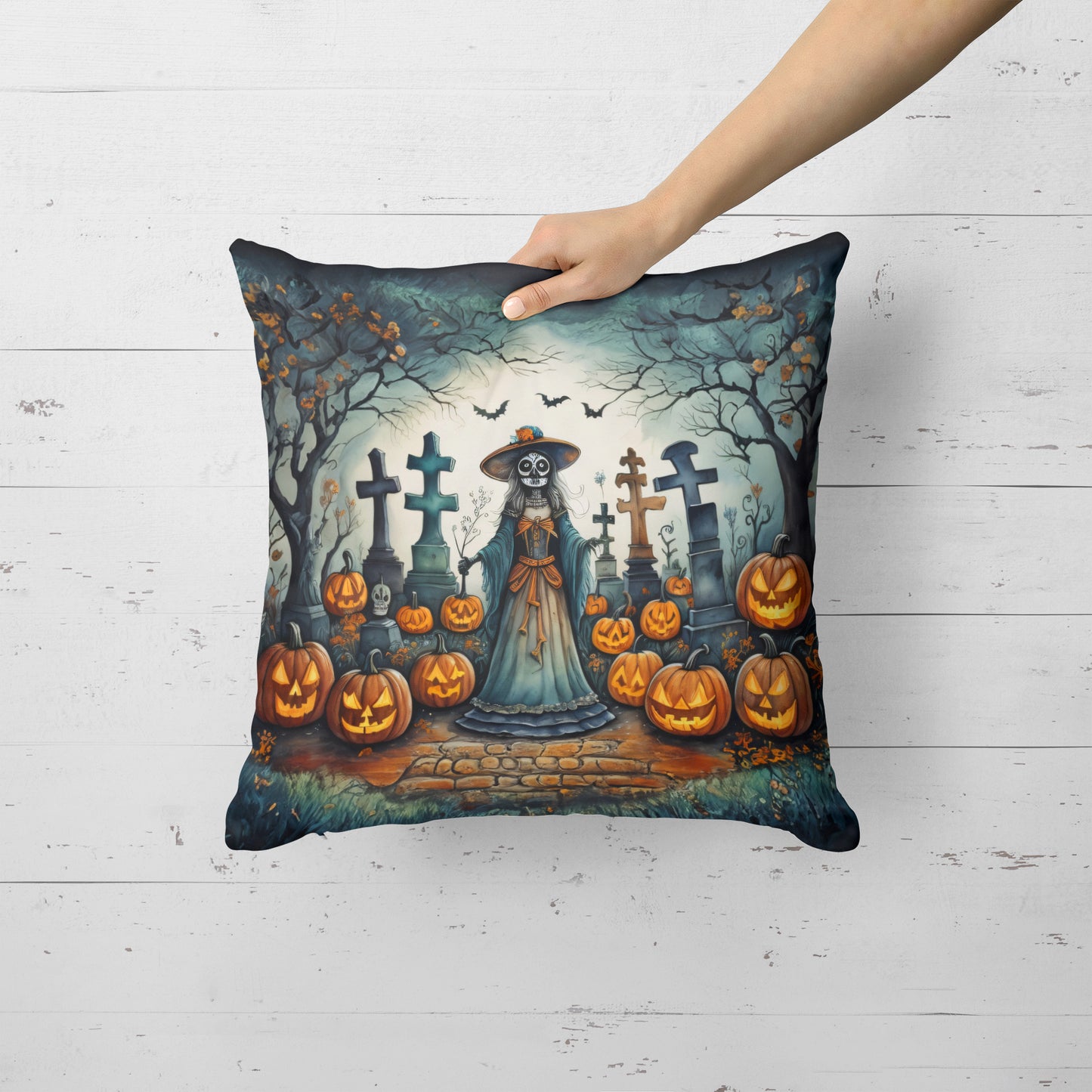 La Catrina Skeleton Spooky Halloween Throw Pillow