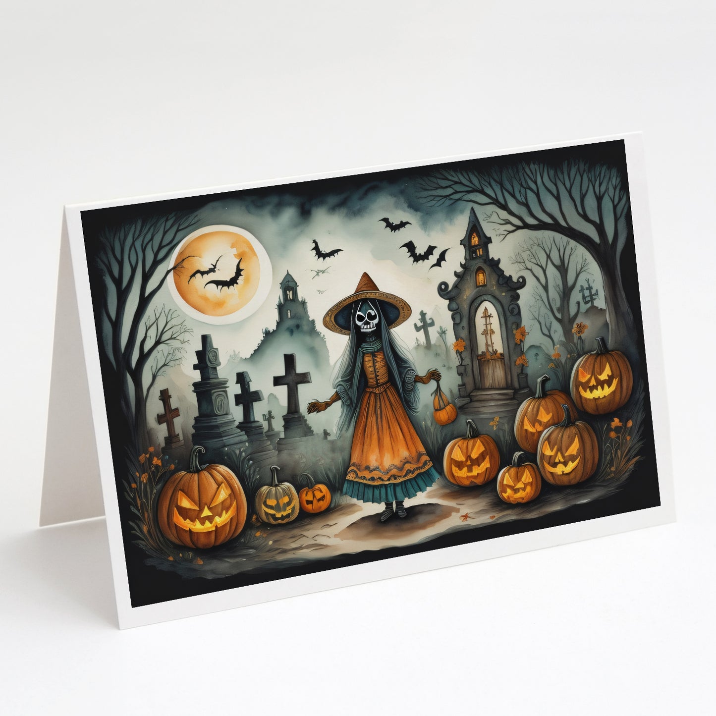 Buy this La Llorona Skeleton Spooky Halloween Greeting Cards Pack of 8