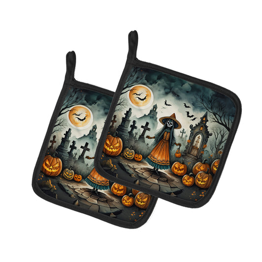 Buy this La Llorona Skeleton Spooky Halloween Pair of Pot Holders