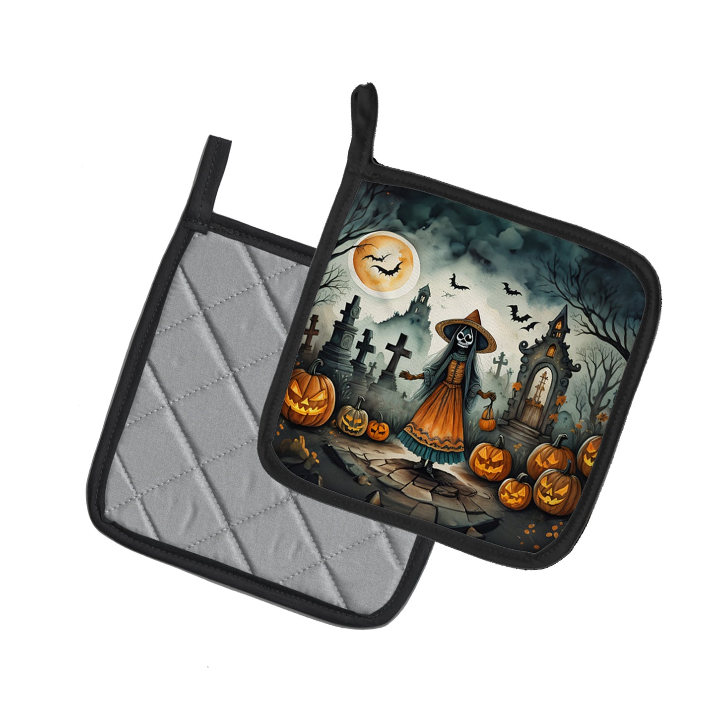 La Llorona Skeleton Spooky Halloween Pair of Pot Holders