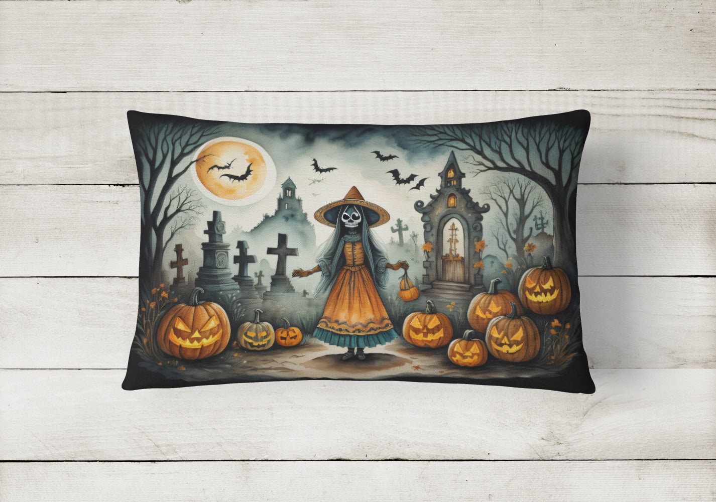 La Llorona Skeleton Spooky Halloween Throw Pillow