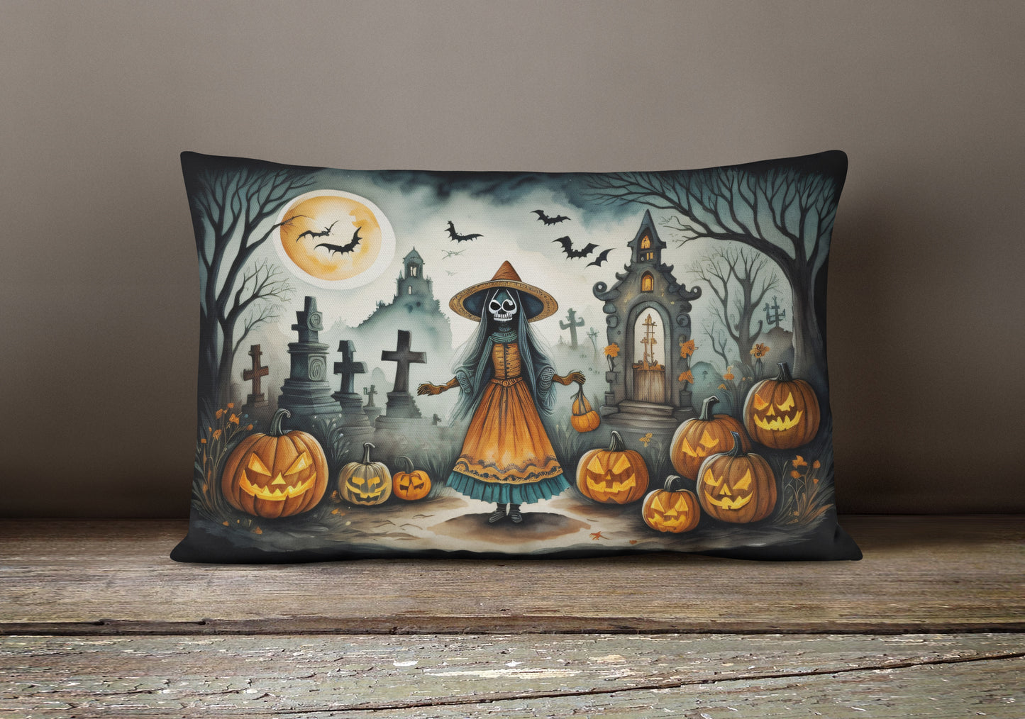 La Llorona Skeleton Spooky Halloween Throw Pillow