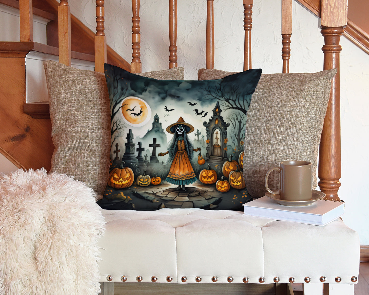 La Llorona Skeleton Spooky Halloween Throw Pillow