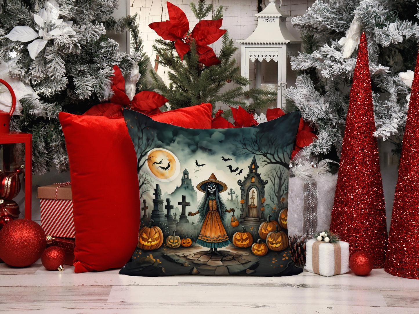 La Llorona Skeleton Spooky Halloween Throw Pillow