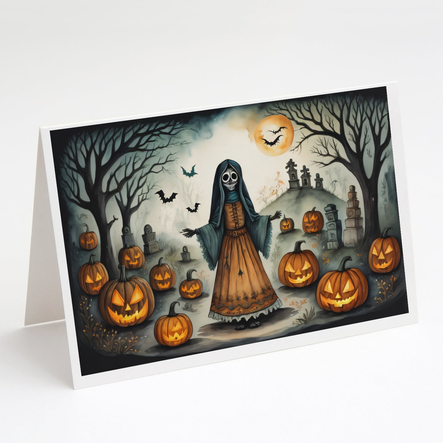 Buy this La Llorona Skeleton Spooky Halloween Greeting Cards Pack of 8