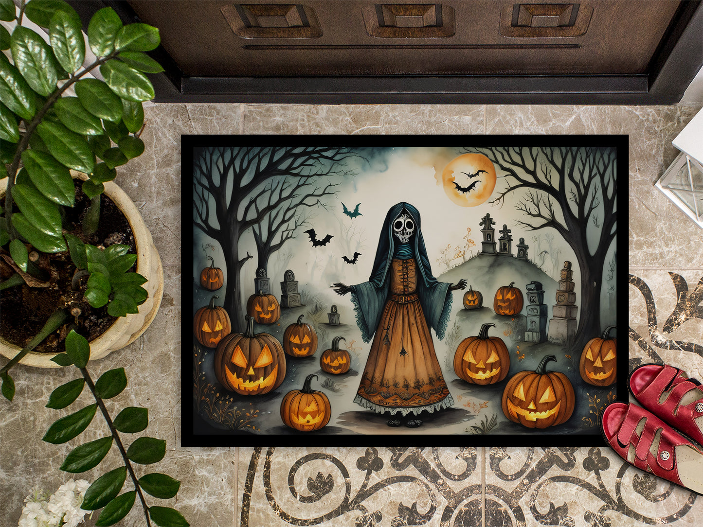 La Llorona Skeleton Spooky Halloween Doormat