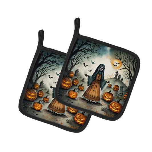 Buy this La Llorona Skeleton Spooky Halloween Pair of Pot Holders