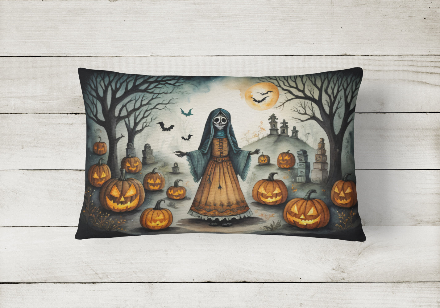 La Llorona Skeleton Spooky Halloween Throw Pillow