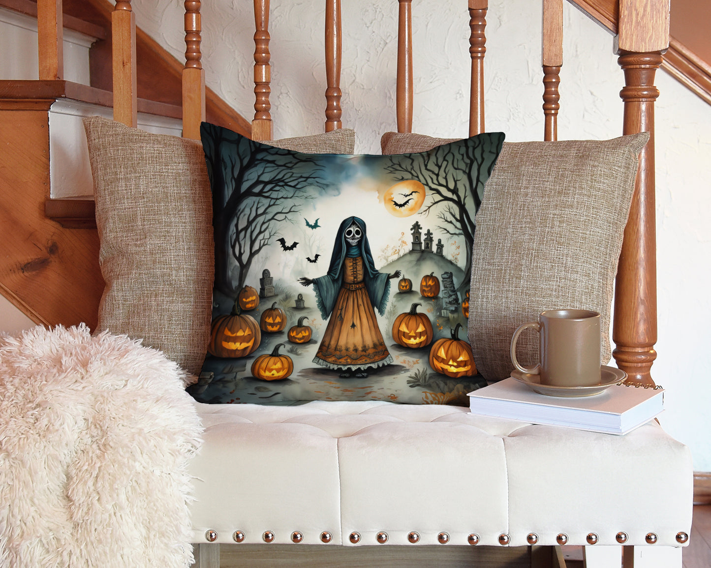 La Llorona Skeleton Spooky Halloween Throw Pillow