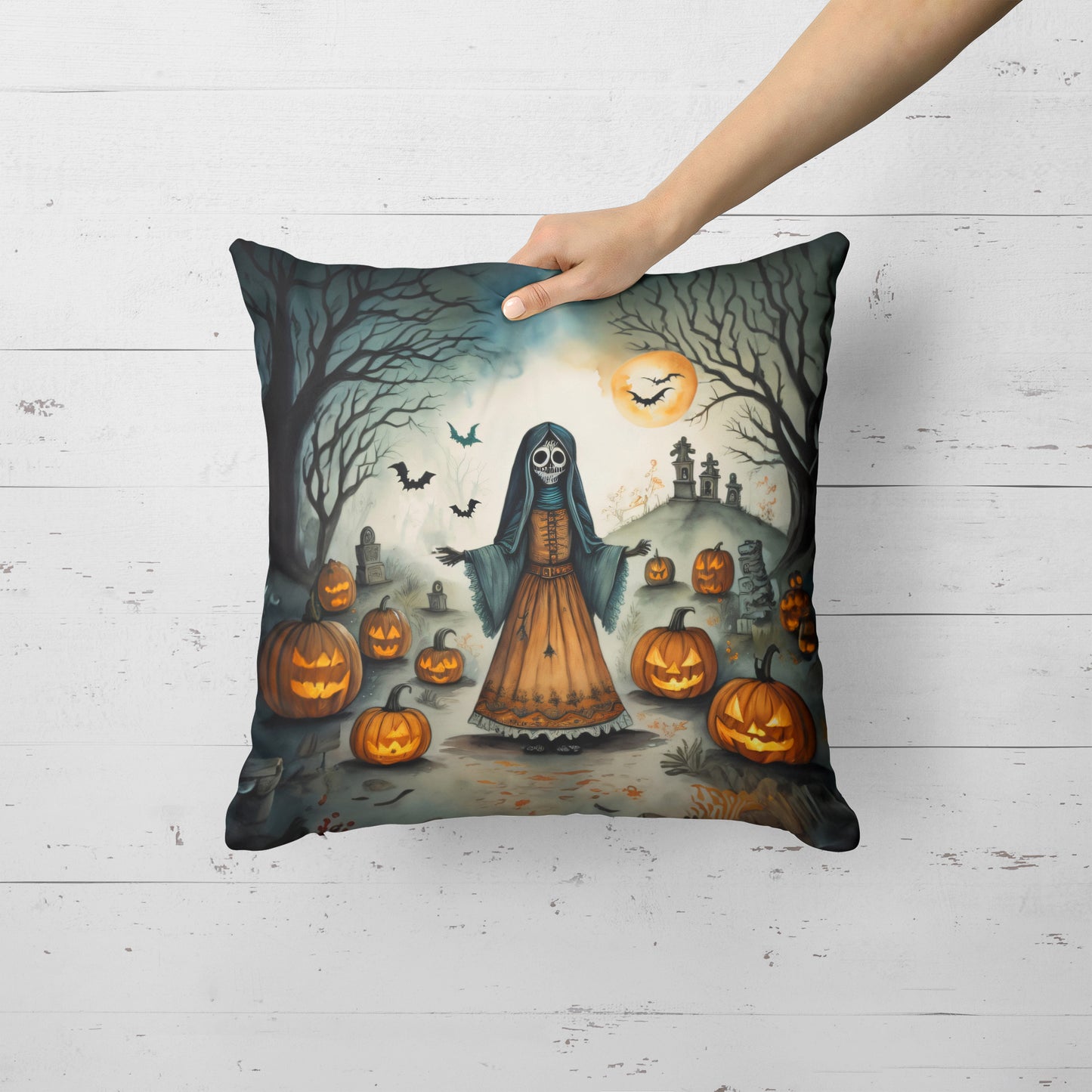 La Llorona Skeleton Spooky Halloween Throw Pillow