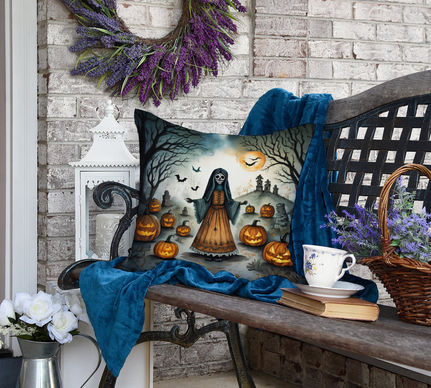 La Llorona Skeleton Spooky Halloween Throw Pillow