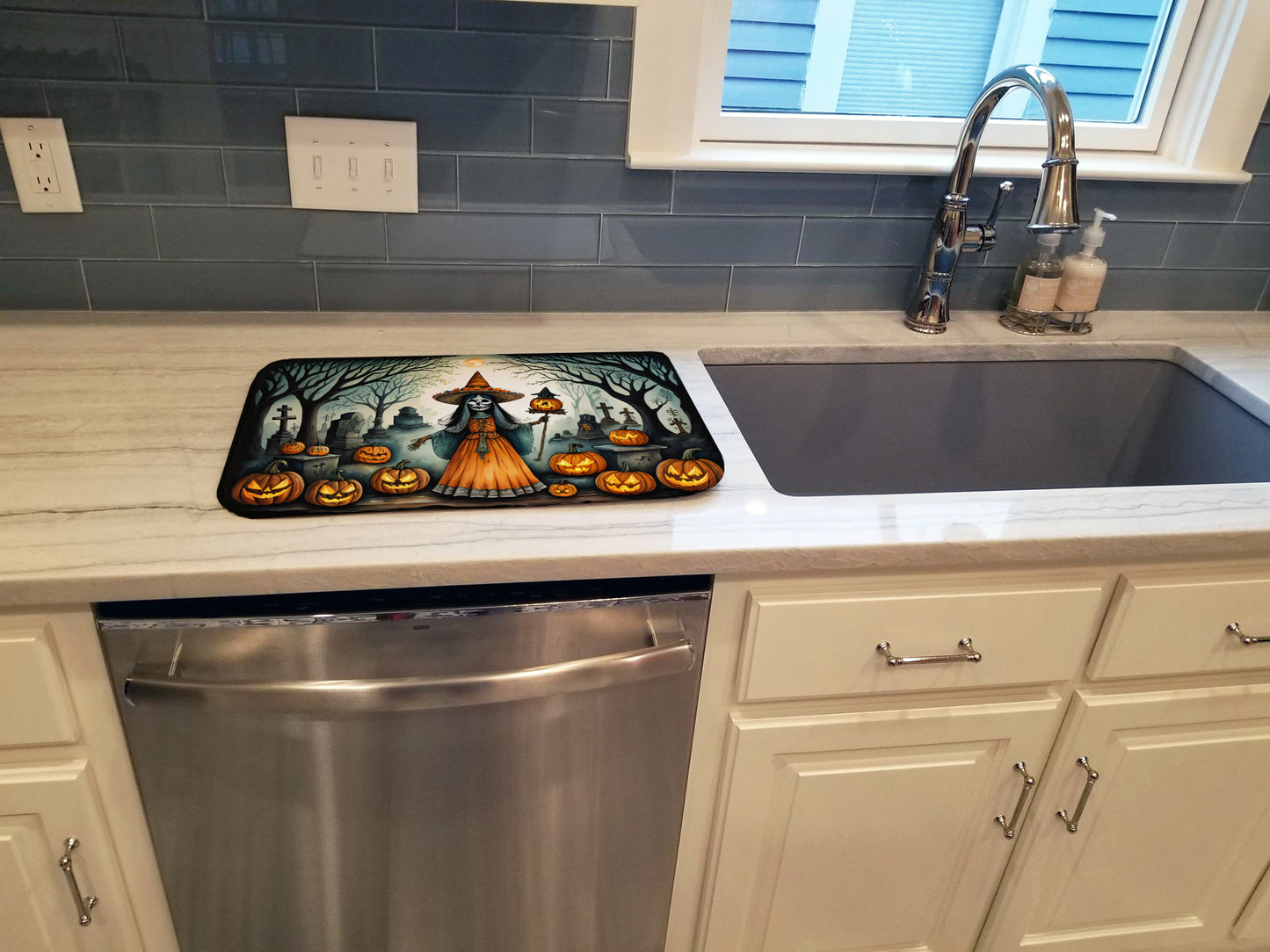La Llorona Skeleton Spooky Halloween Dish Drying Mat