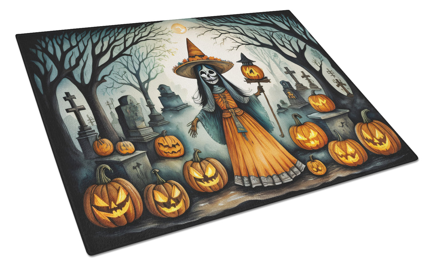 Buy this La Llorona Skeleton Spooky Halloween Glass Cutting Board