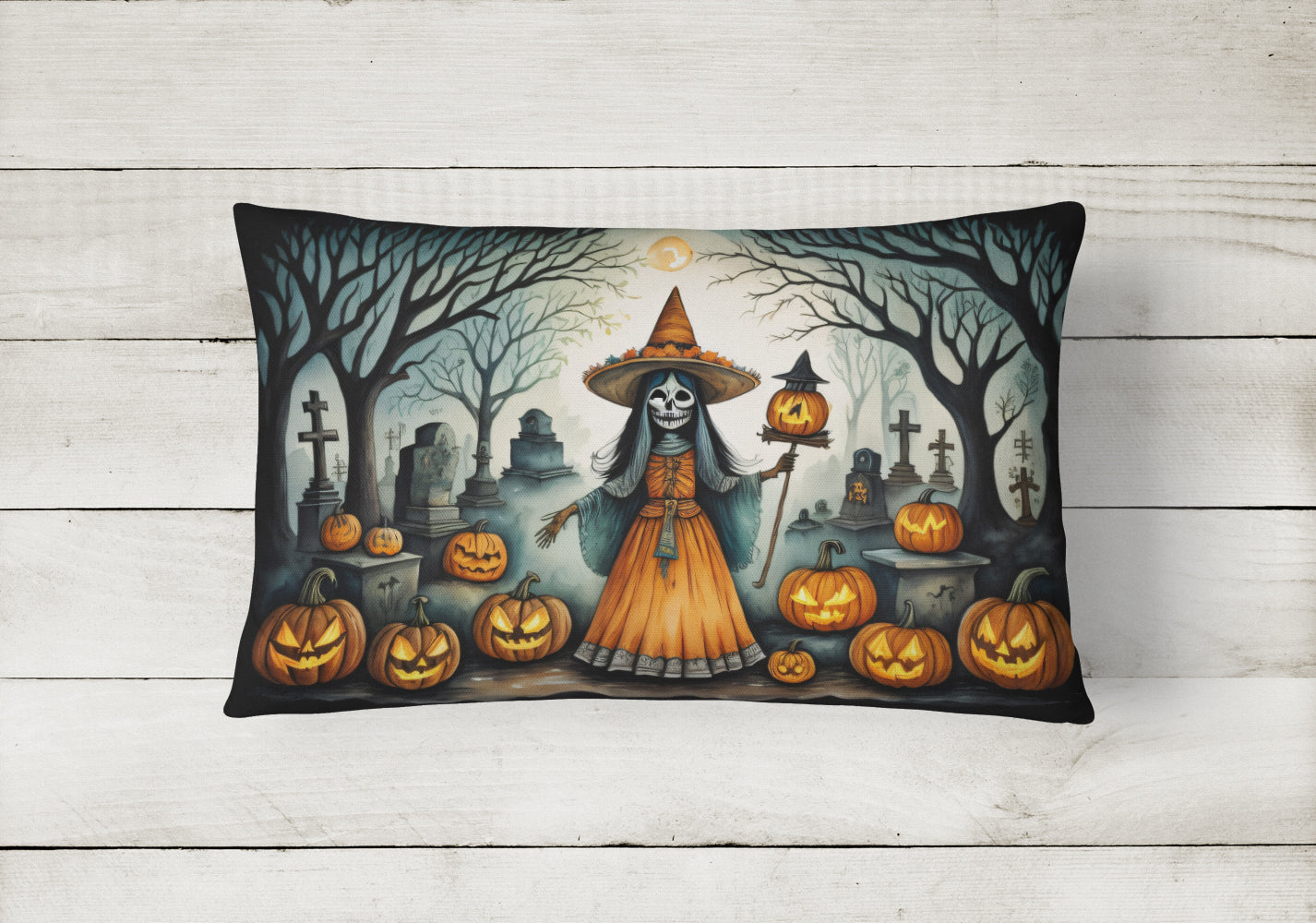 La Llorona Skeleton Spooky Halloween Throw Pillow