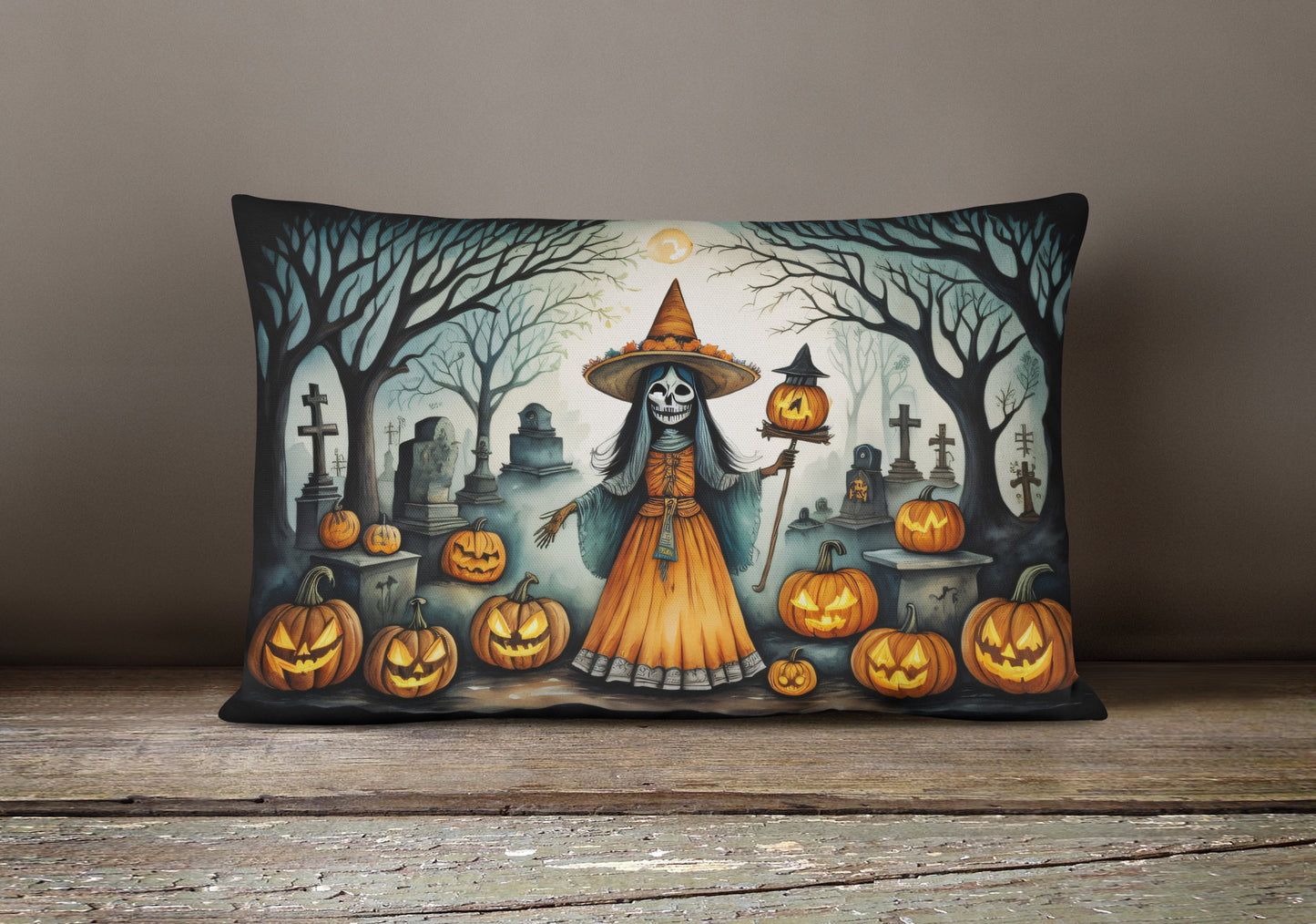 La Llorona Skeleton Spooky Halloween Throw Pillow