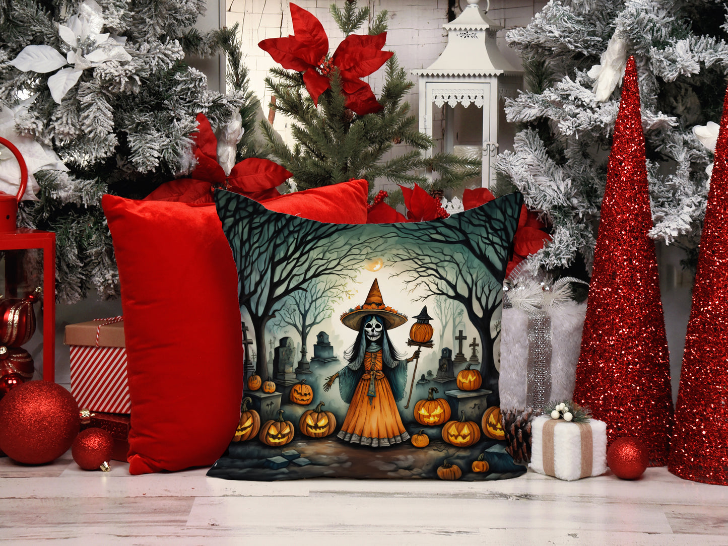 La Llorona Skeleton Spooky Halloween Throw Pillow