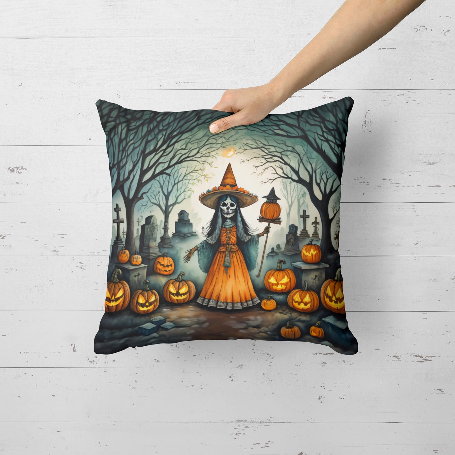 La Llorona Skeleton Spooky Halloween Throw Pillow