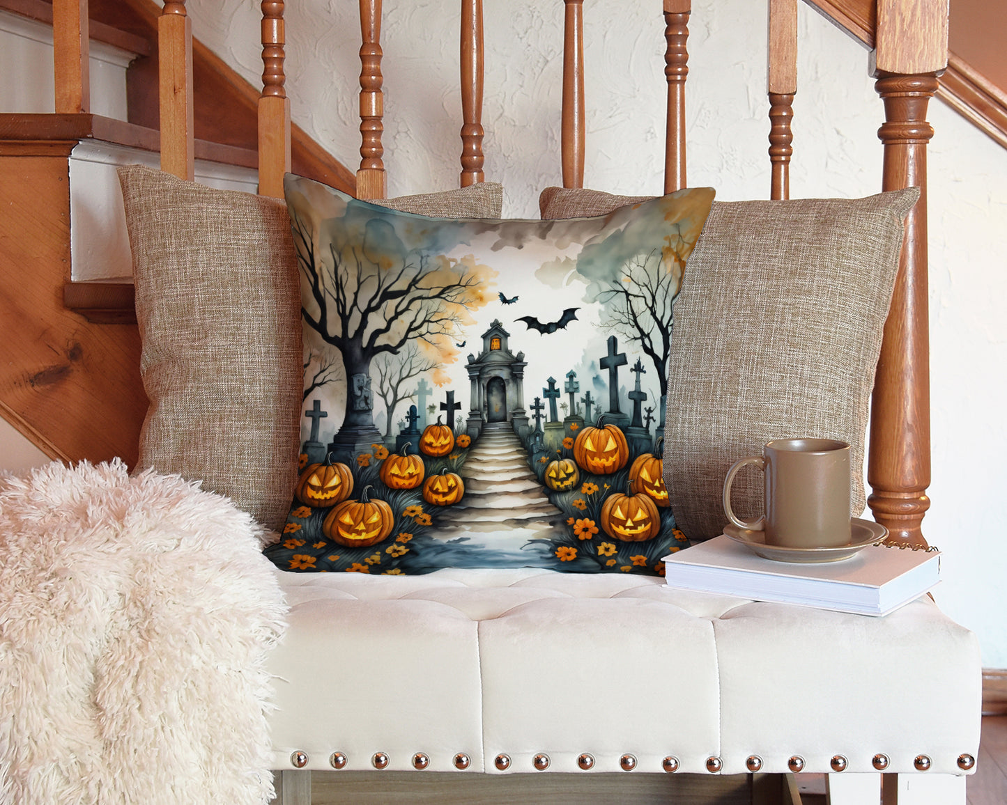 Marigold Spooky Halloween Throw Pillow