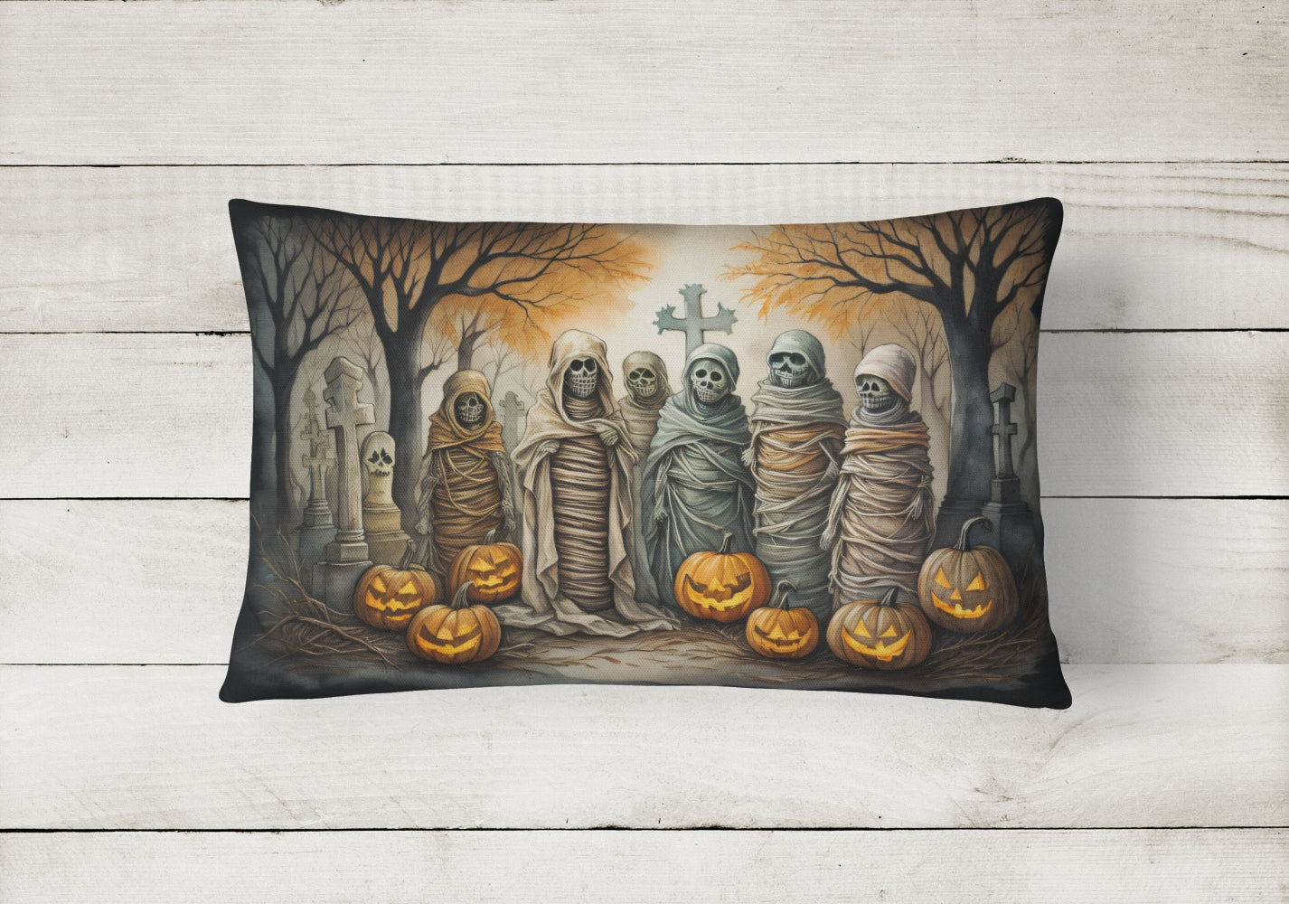 Mummies Spooky Halloween Throw Pillow