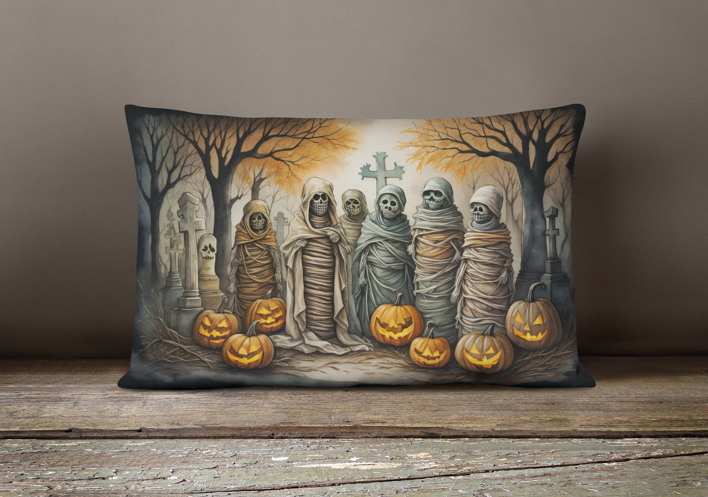 Mummies Spooky Halloween Throw Pillow