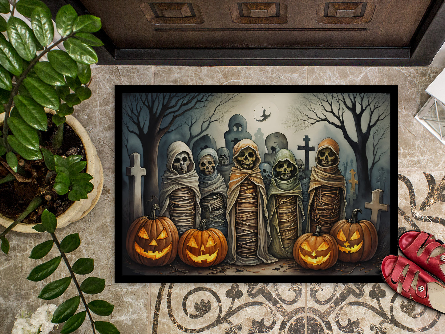 Mummies Spooky Halloween Doormat