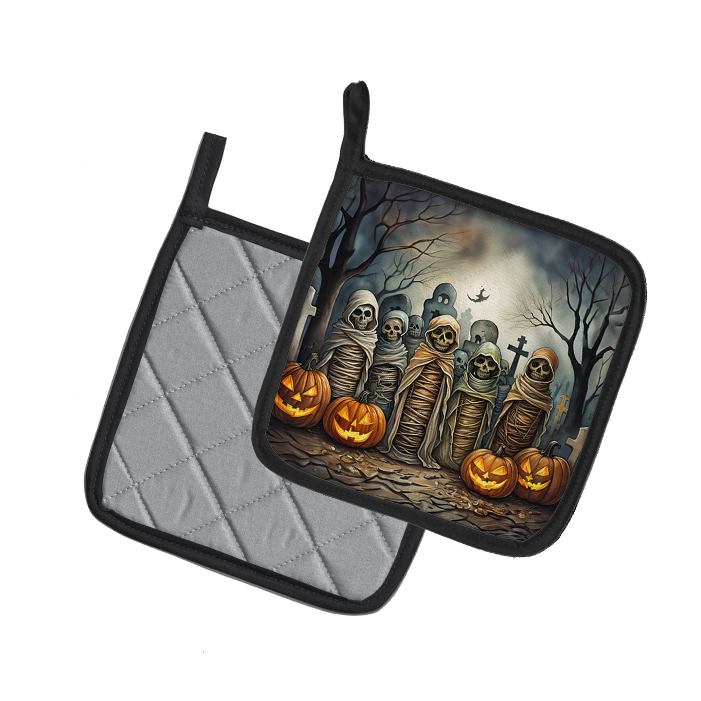 Mummies Spooky Halloween Pair of Pot Holders