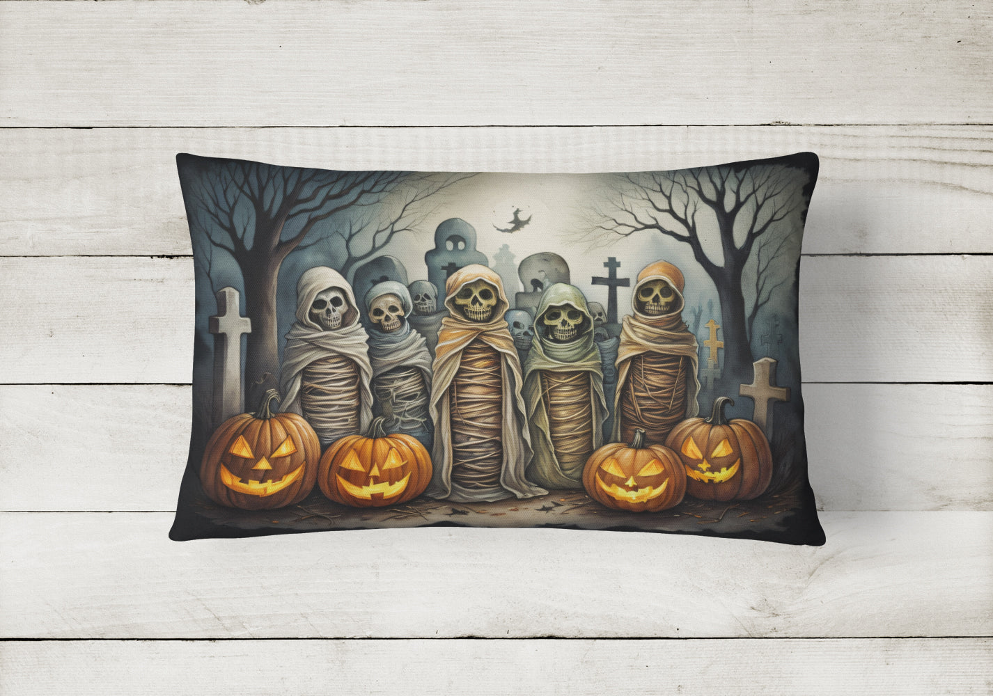 Mummies Spooky Halloween Throw Pillow