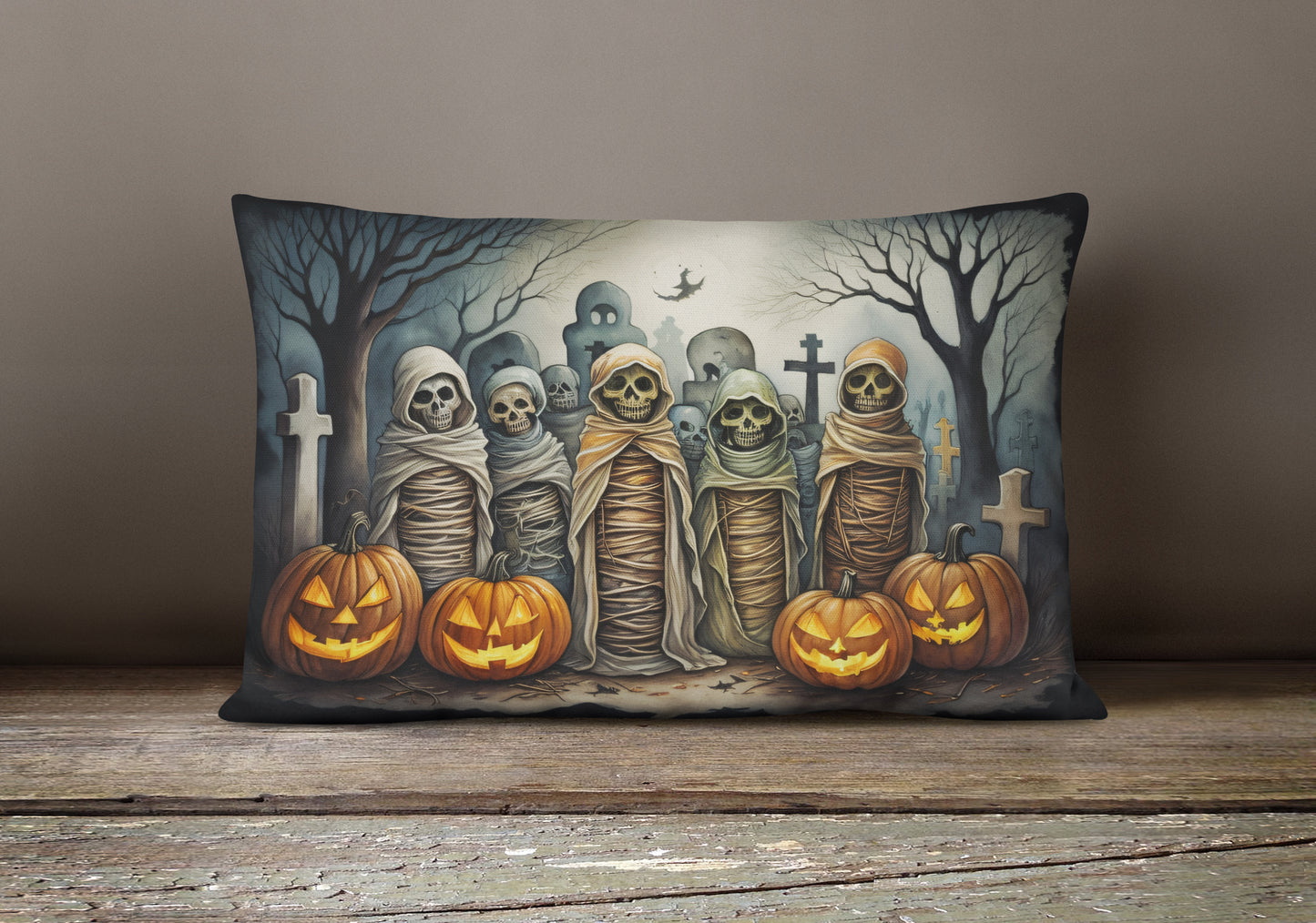 Mummies Spooky Halloween Throw Pillow