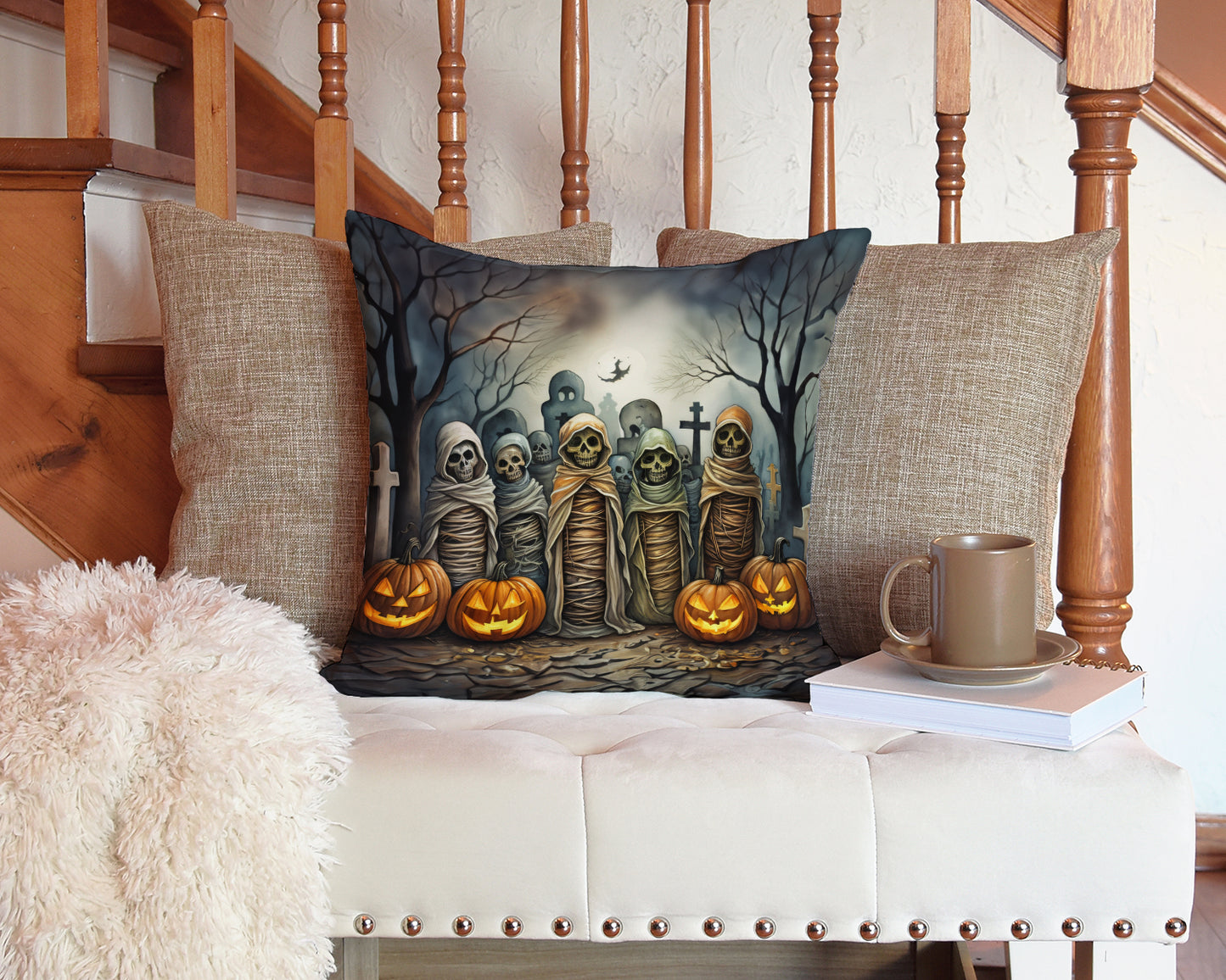 Mummies Spooky Halloween Throw Pillow