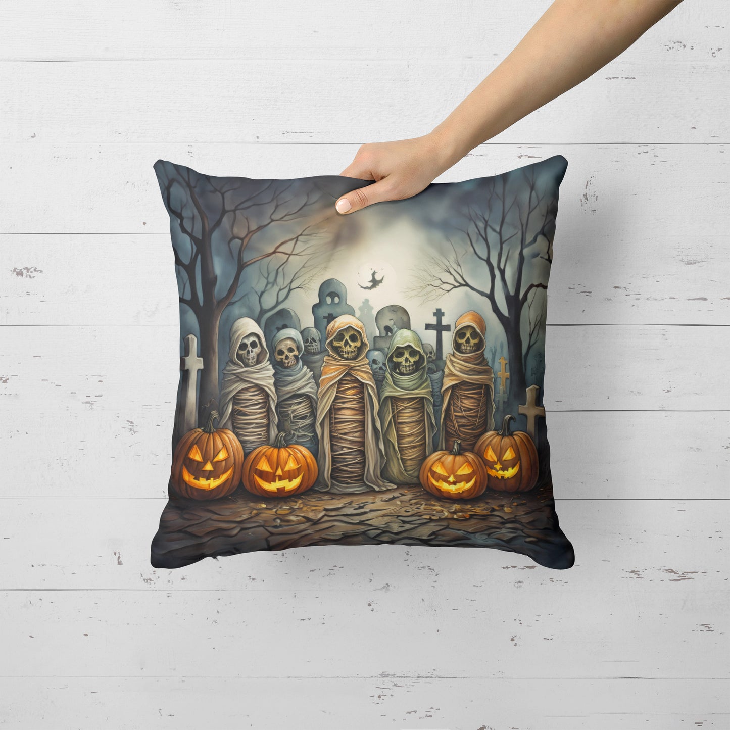 Mummies Spooky Halloween Throw Pillow