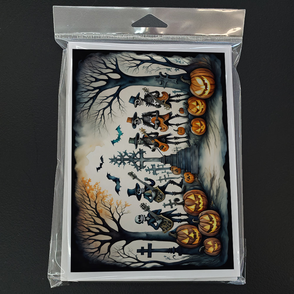 Mariachi Skeleton Band Spooky Halloween Greeting Cards Pack of 8