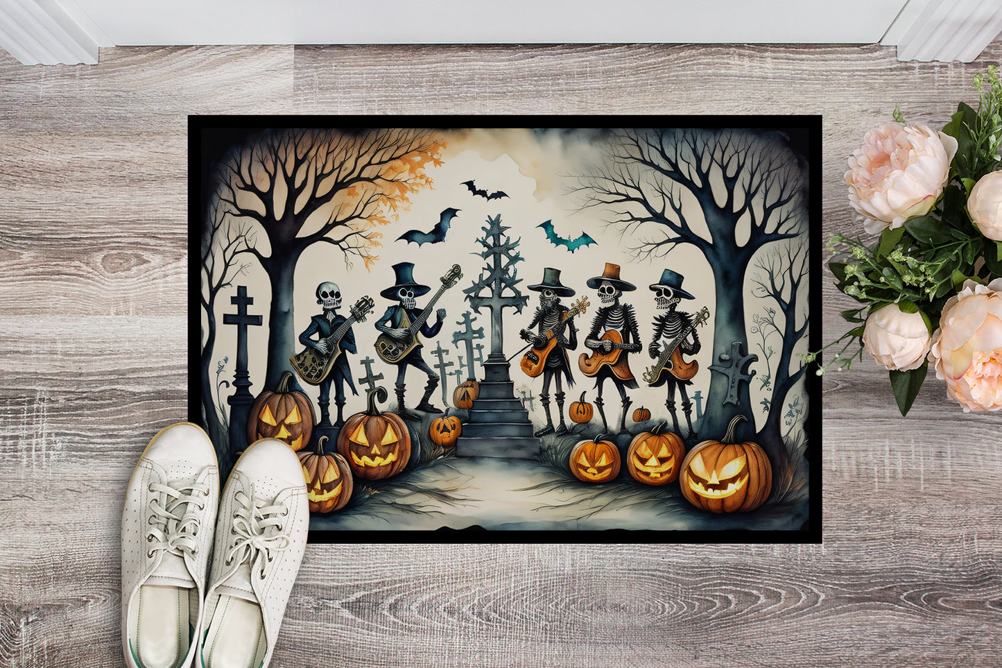 Mariachi Skeleton Band Spooky Halloween Doormat