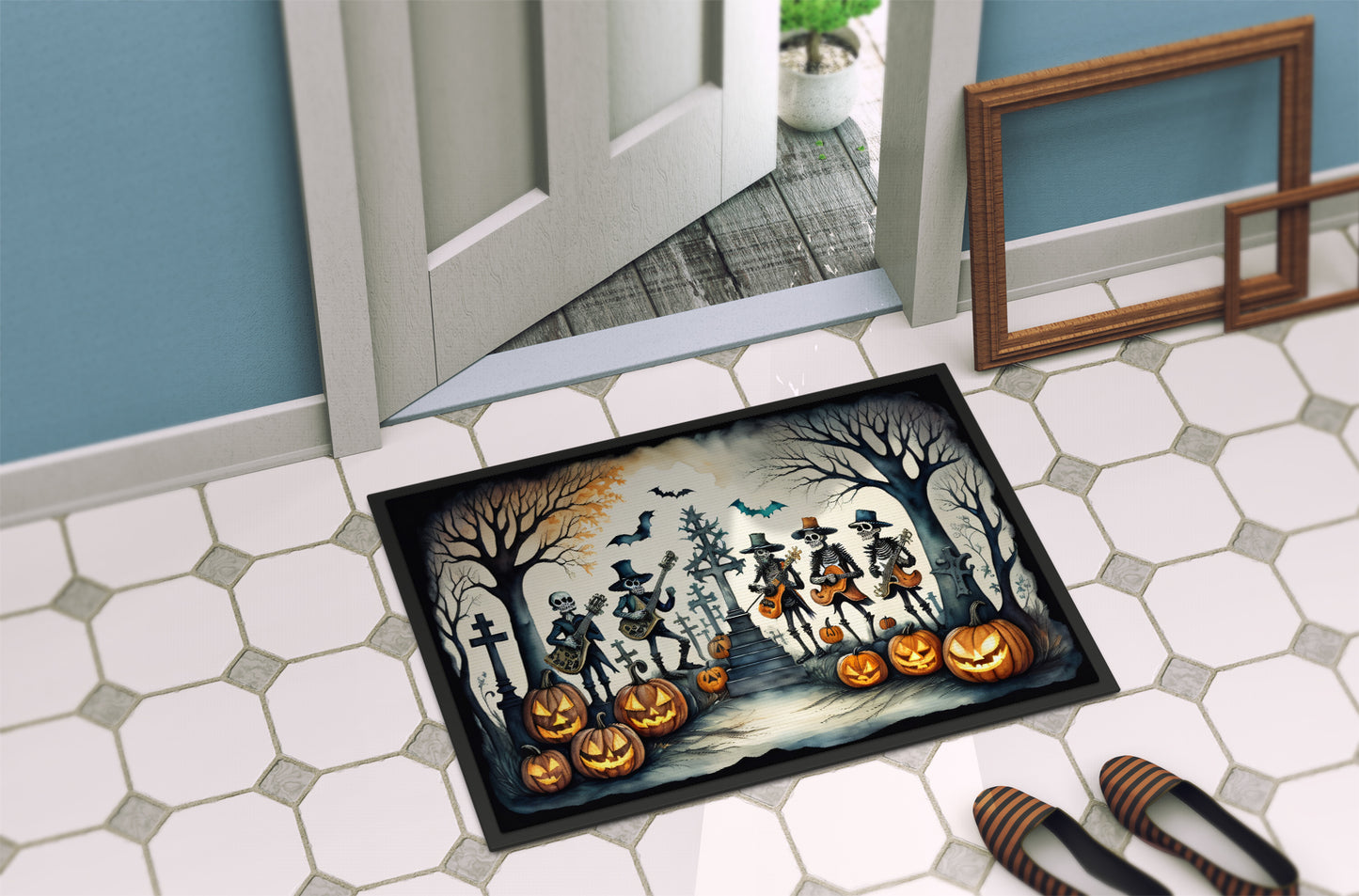 Mariachi Skeleton Band Spooky Halloween Doormat