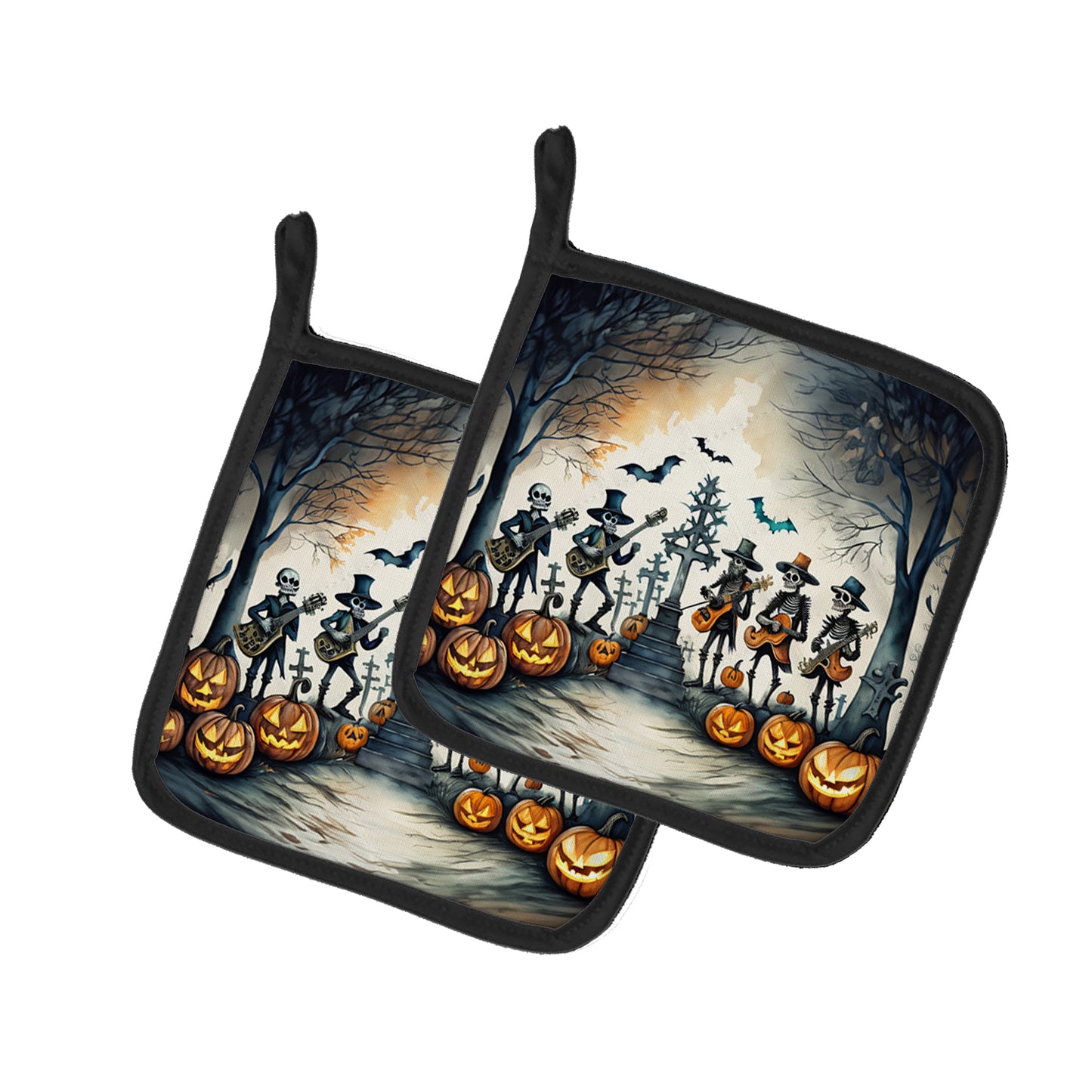 Buy this Mariachi Skeleton Band Spooky Halloween Pair of Pot Holders