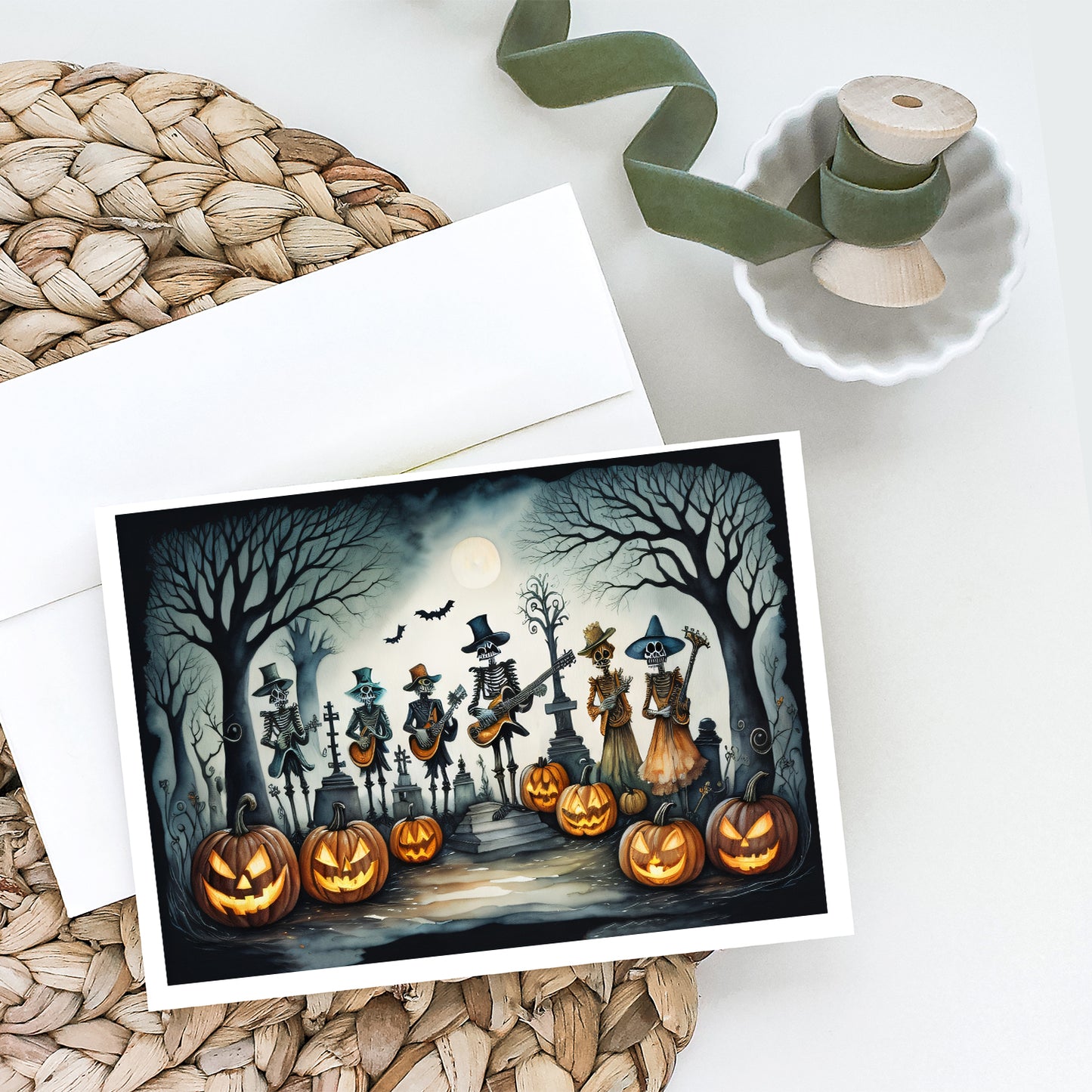 Mariachi Skeleton Band Spooky Halloween Greeting Cards Pack of 8